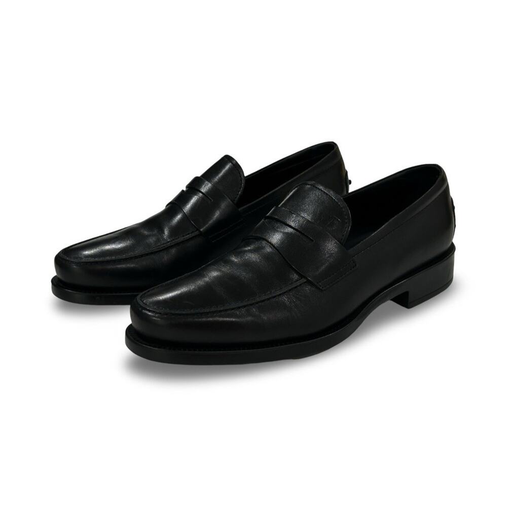 Tods Moccasin Penny Loafers Shoes Mens Size 8 (US 9.5) Black Leather Classic
